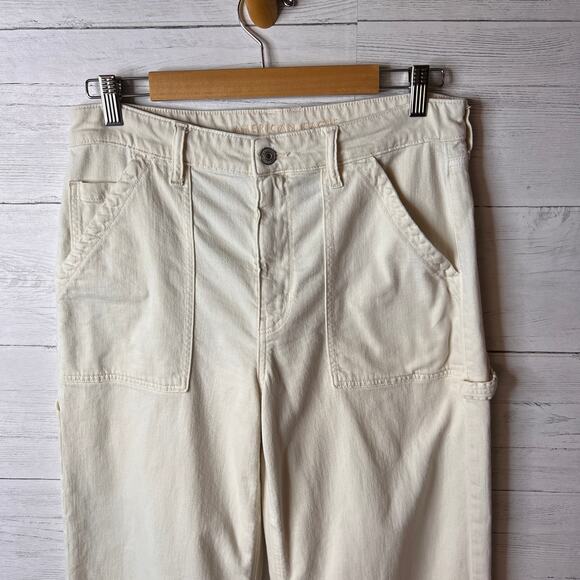 American Eagle Jeans Womens Size 12 Ivory Stretch Super High-Rise Baggy Wide Leg - Picture 8 of 16